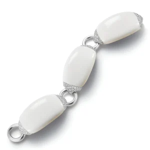 Boat Link Bracelet in White Ceramic & Diamond