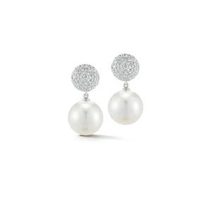 Boule Earrings in Diamond & Pearl