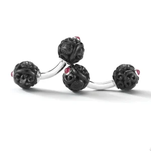 Canton Cufflinks in Black Jade & Ruby