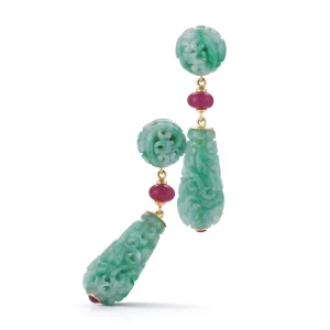 Canton Drop Earrings in Jade & Ruby