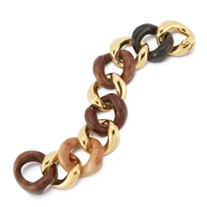Classic Large Link Bracelet in Multi Wood