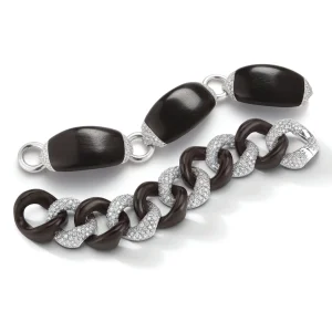 Classic Large Link Bracelet in Ebony & Pave Diamond
