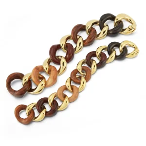 Classic Large Link Bracelet in Multi Wood