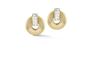 Giro Earrings in White Topaz, White Ceramic