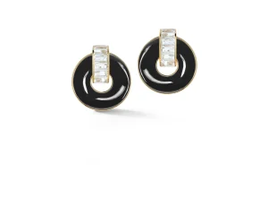 Giro Earrings in White Topaz, Black Onyx