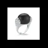 Golf Ball Ring in Ebony & Diamond