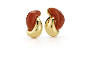 Half Link Earrings in Carnelian