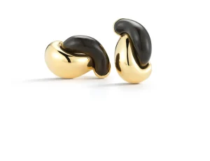 Half Link Earrings in Ebony