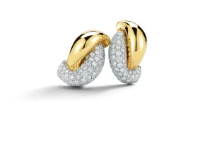 Half Link Earrings in Pave Diamond