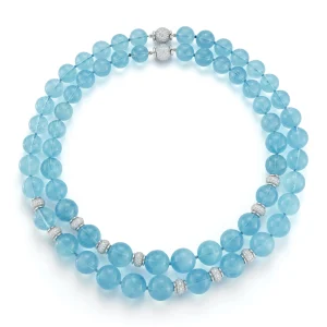 Juno Necklaces in Aquamarine & Pave Diamond