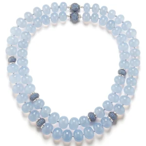 Juno Necklaces in Blue Chalcedony & Pave Sapphire