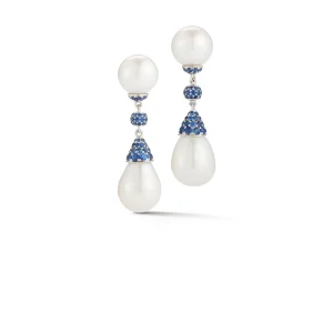 Juno Pearl Earrings with Sapphire