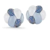 Knot Earrings in Blue Chalcedony, White Quartz & Sapphire