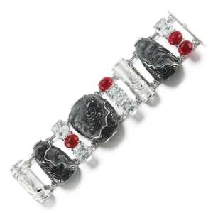 Snuff Bottle Bracelet in Carved Black Jade