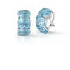 Three Stone Hoop Earrings in Blue Topaz