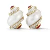 Turbo Shell Earrings in Ruby & Diamond Bands